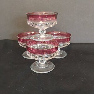 Tiffin Franciscan Kings Crown Cranberry Flash Dessert/Sherbet/Champagne Set of 4